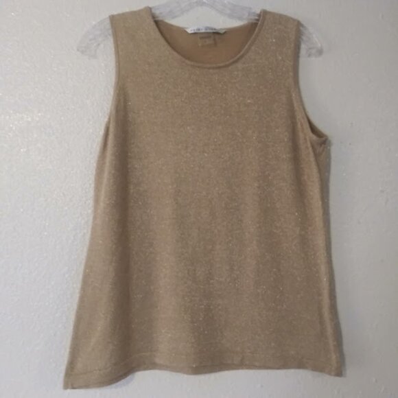 Peter Nygard women's size L gold metallic shell tank top - Picture 1 of 14